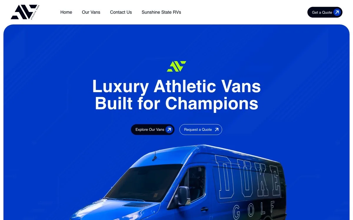 Athletic Vans website homepage designed by GrowthHouse Digital