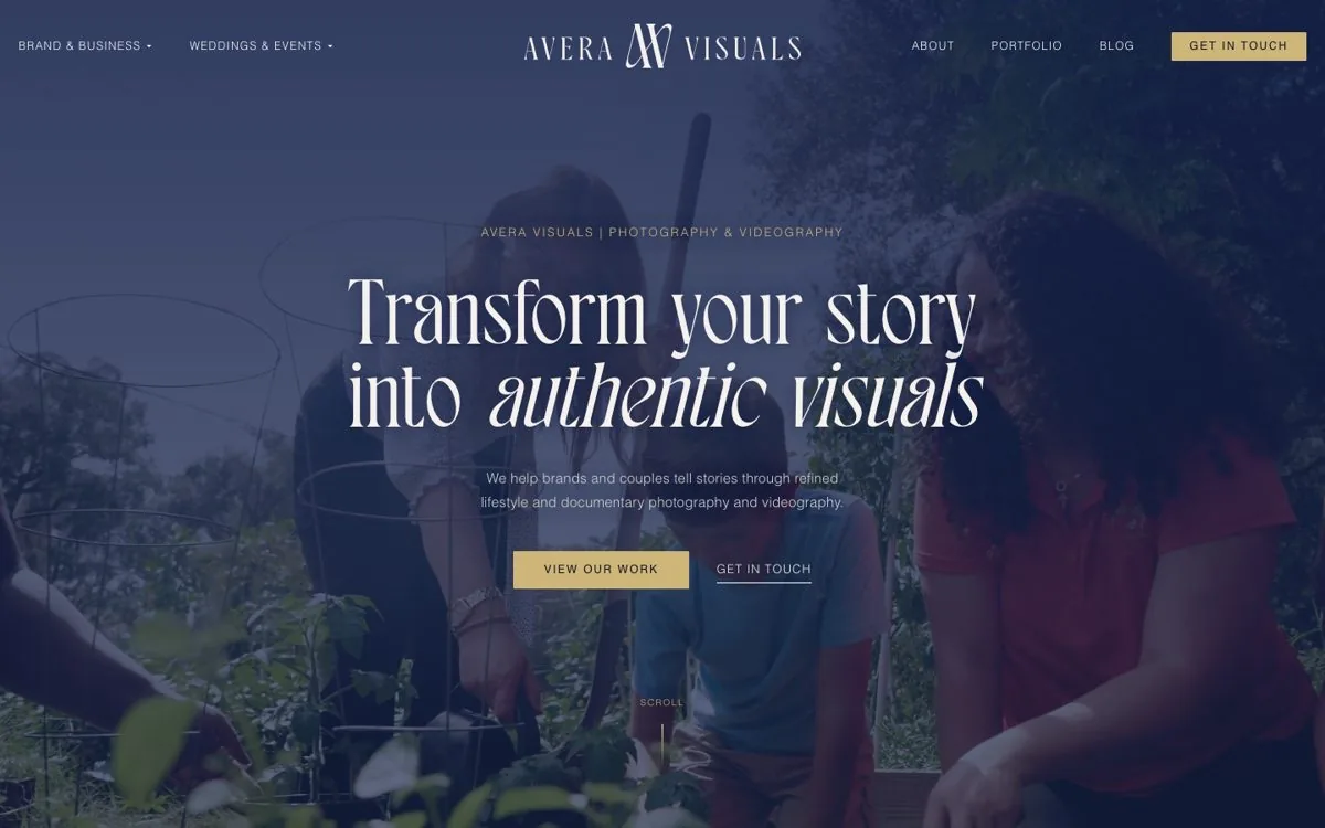 Avera Visuals website homepage designed by GrowthHouse Digital