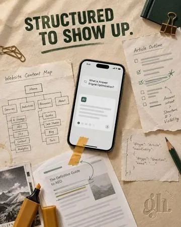 Website content map and AEO article outline for showing up in AI answers
