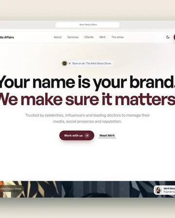 Moon Media Affairs homepage designed by GrowthHouse Digital