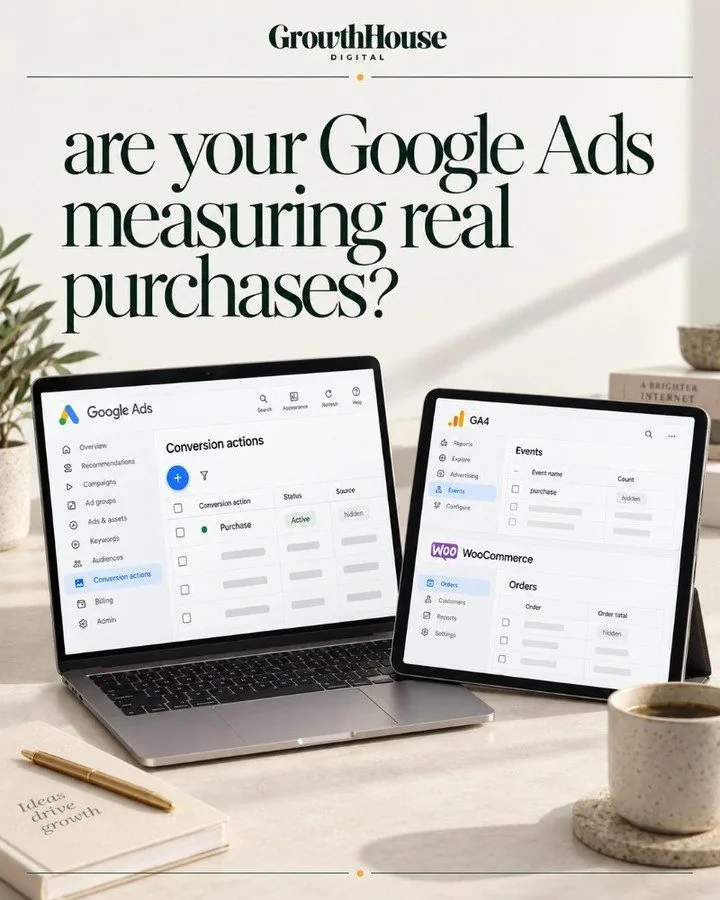 Google Ads conversion actions checked against WooCommerce orders to track real purchases