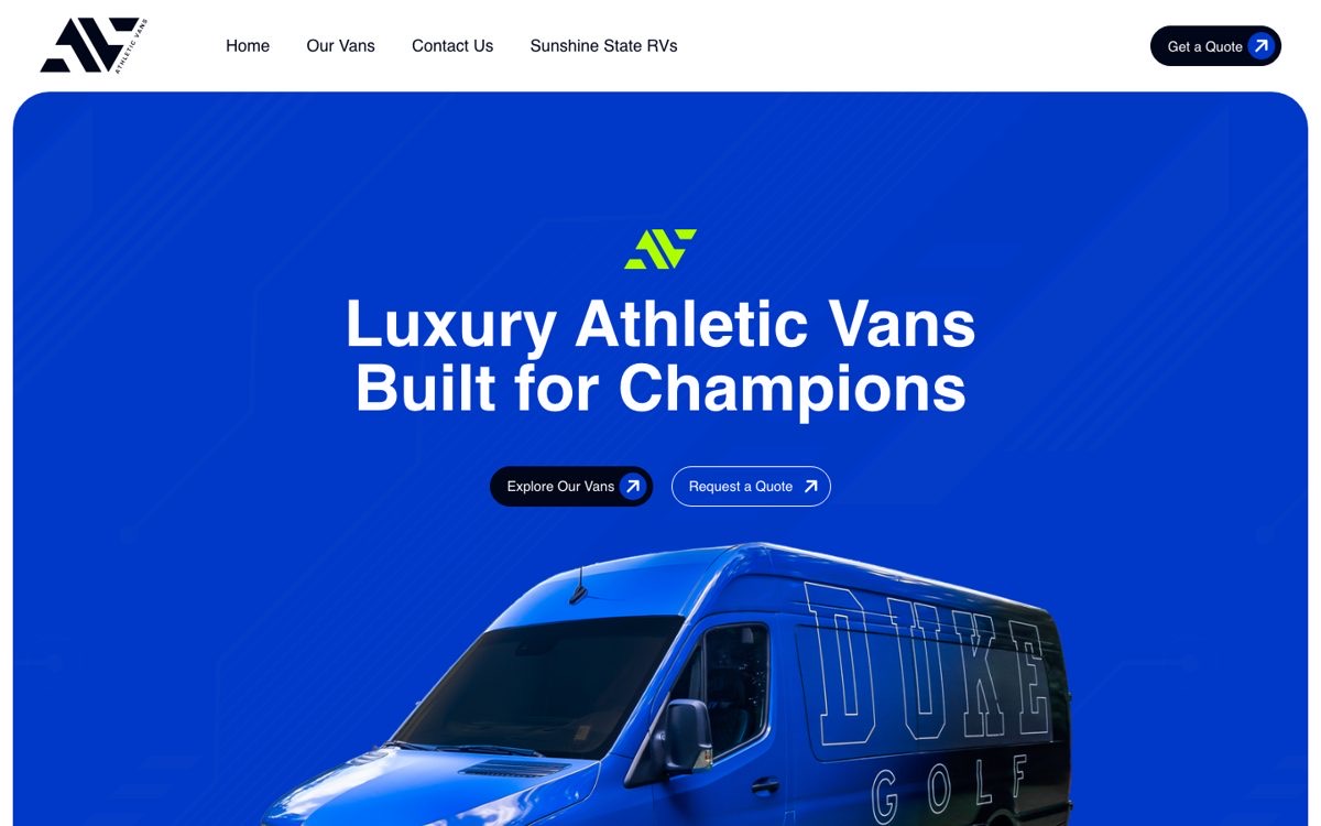 Athletic Vans website homepage designed by GrowthHouse Digital