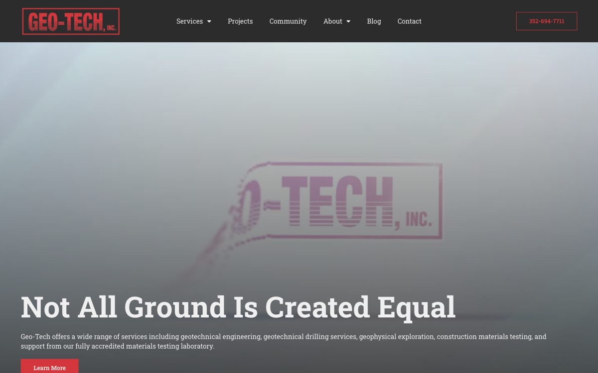 Geo-Tech, Inc. website homepage designed by GrowthHouse Digital