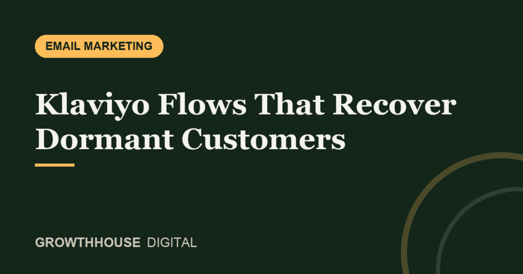 GrowthHouse Digital, Klaviyo Flows That Recover Dormant Customers